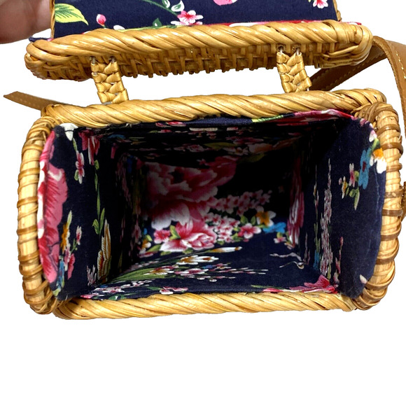 Woven Wicker Basket Purse Straw Crossbody Shoulderbag Casual Cottage Core Bag - Picture 6 of 10